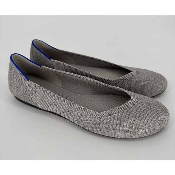 Rothy’s Shoes - Rothy's The Flat Metallic Silver Women's 9.5 Round Toe Ballet Shoes